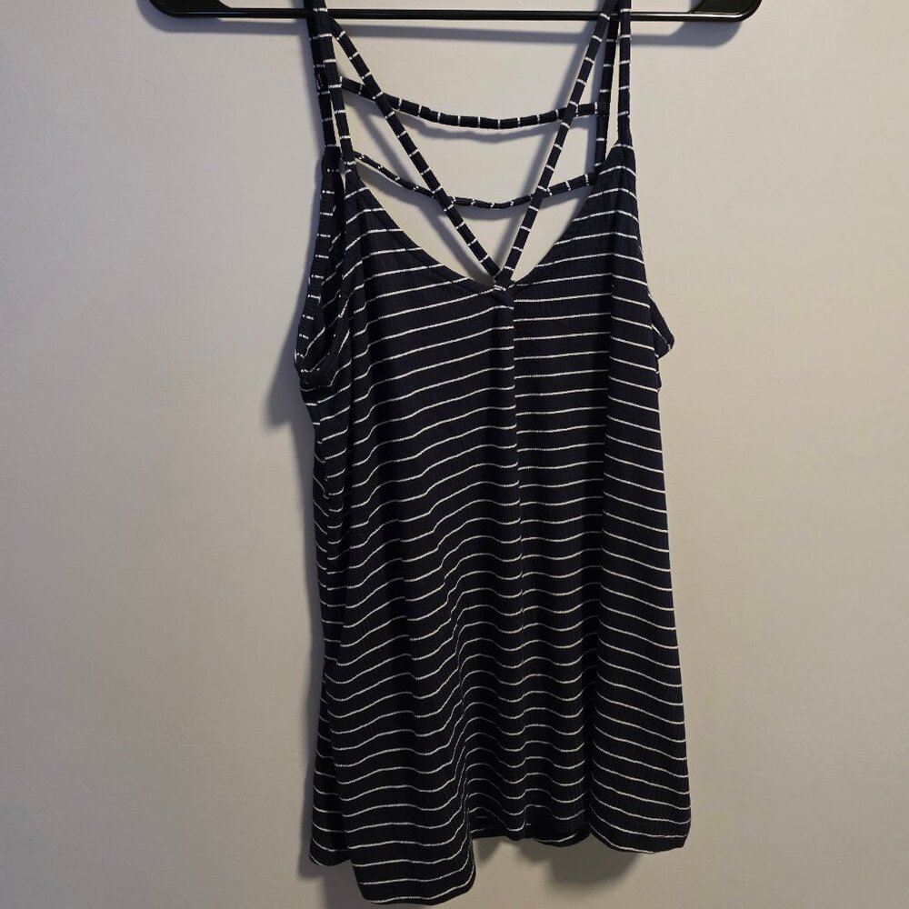 Hollister Striped Navy Blue & White Tank